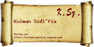 Kulman Szófia névjegykártya